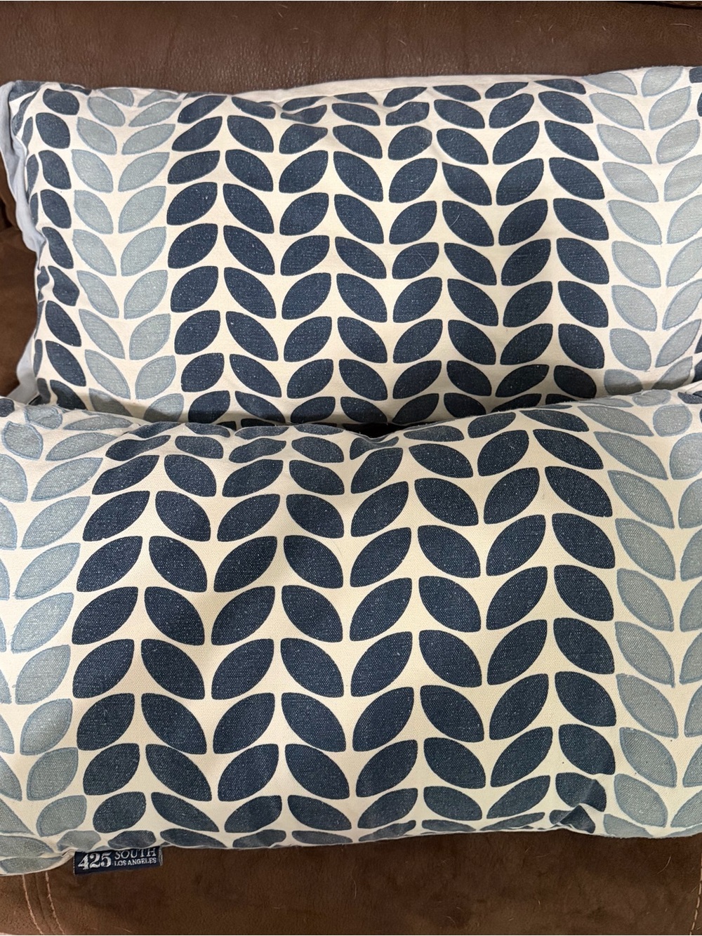 425 South Los Angeles Blue Leaf Pattern Decorative Pillows - Set of 2